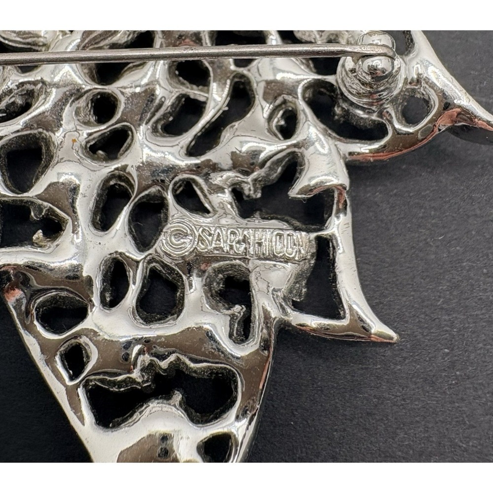 Vintage Sarah Coventry Dazzling Aurora Borealis Crystal Grape‎ Leaf Brooch 1960s - Picture 5 of 6